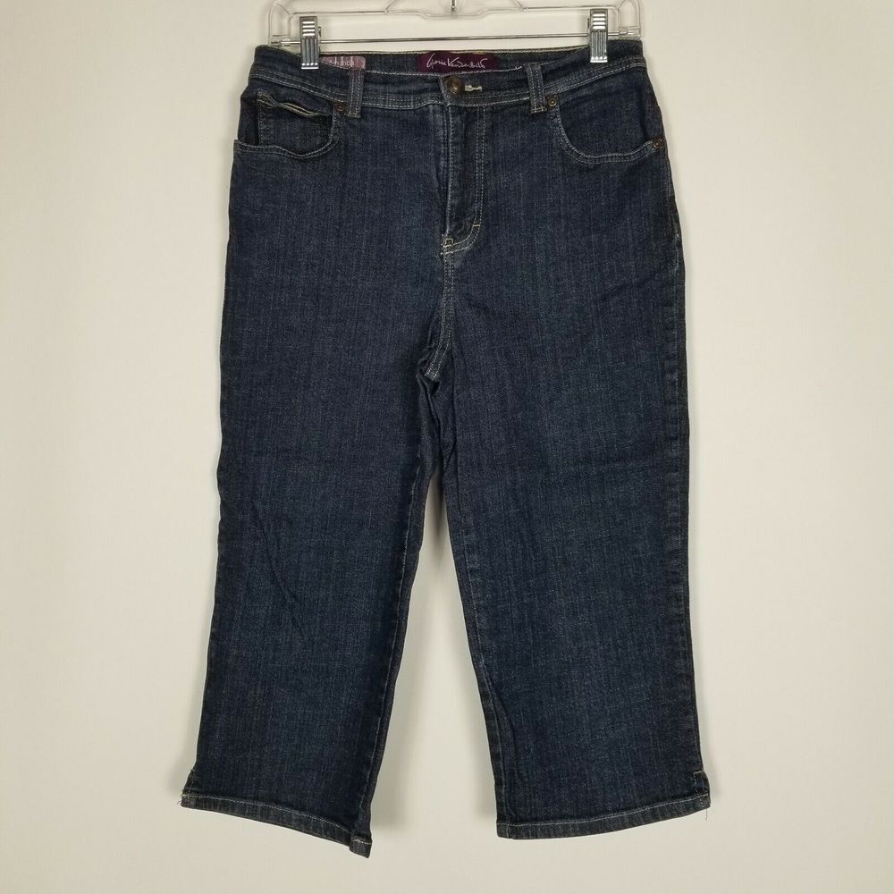 Gloria Vanderbilt Womens Cropped Jeans Size 8 Dark Blue Amanda Capri Denim Pants - Picture 1 of 5